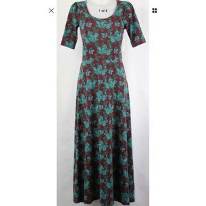 LuLaRoe Floral Ana Dress NWT (Teal and Maroon)